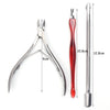 3pcs Manicure Set 2 Ways Cuticle Pusher Nails Cutter Scissor Dead Skin Remover Stainless Steel Nipper Fork Nail Art Kit BENC385